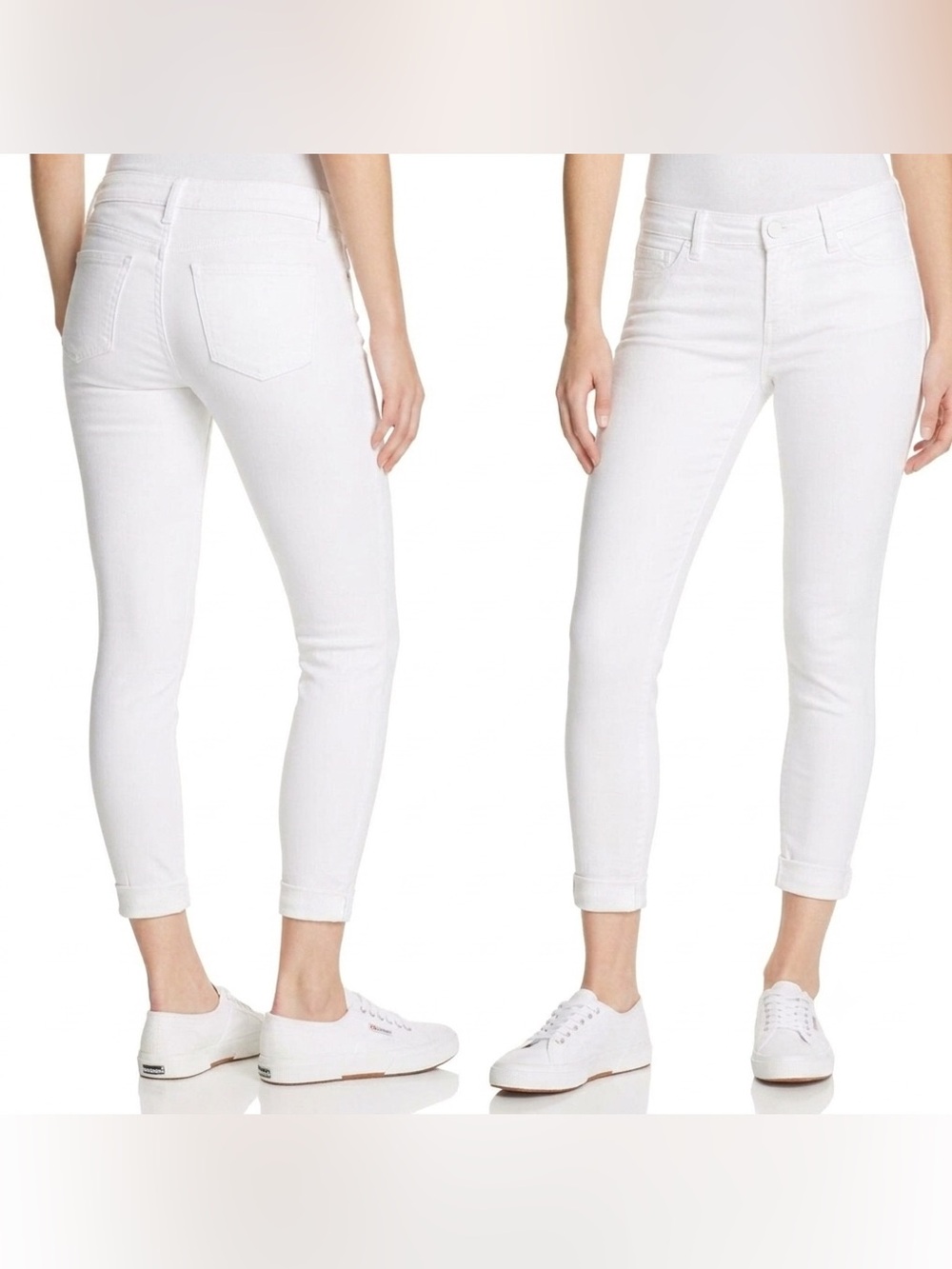 J Brand Anja Crop Cuffed Jeans in White, size 28
